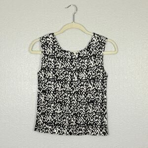 Casual Corner Textured Geometric Size S Polyester Black Beige Sleeveless Top
